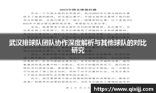 武汉排球队团队协作深度解析与其他球队的对比研究