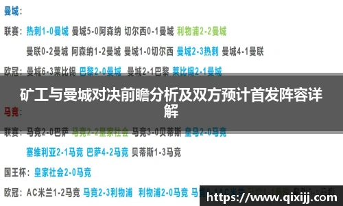 矿工与曼城对决前瞻分析及双方预计首发阵容详解